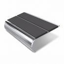 Aluminium Stair Nosing 90mm Bullnose Twin Insert, 2.44m, dark grey insert, Mirrorflect Silver finish