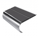 Aluminium Stair Nosing 2.44m Bullnose Double Insert 53mm, dark grey insert, Mirrorflect Silver finish