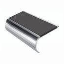 Aluminium Stair Nosing 2.75m Bullnose Single Insert 57mm, dark grey insert, Mirrorflect Silver finish