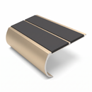 Aluminium Stair Nosing 3.22m Bullnose 53mm Double Insert, dark grey insert, Satin Bronze finish