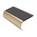 Aluminium Stair Nosing 2.44m Bullnose 57mm Single, dark grey insert, Satin Bronze finish