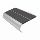 Aluminium Stair Nosing 90mm Bullnose Twin Insert, 3.22m, dark grey insert, Satin Silver finish