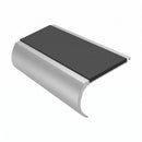 Aluminium Stair Nosing 2.44m Bullnose 57mm Single, dark grey insert, Satin Silver finish