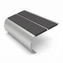 Aluminium Stair Nosing 3.22m Bullnose 53mm Double Insert, dark grey insert, Satin Silver finish