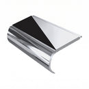 Aluminium Stair Nosing 2.75m Bullnose Single Insert 57mm, hazard insert, Mirrorflect Silver finish
