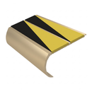 Aluminium Stair Nosing 2.44m Bullnose Double Insert 53mm, hazard insert, Satin Bronze finish