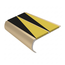 Aluminium Stair Nosing 90mm Bullnose Twin Insert, 3.22m, hazard insert, Satin Bronze finish