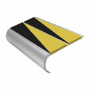 Aluminium Stair Nosing 90mm Bullnose Twin Insert, 3.22m, hazard insert, Satin Silver finish