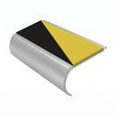 Aluminium Stair Nosing 2.75m Bullnose Single Insert 57mm, hazard insert, Satin Silver finish