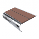 Aluminium Stair Nosing 90mm Bullnose Twin Insert, 3.22m, mid brown insert, Mirrorflect Silver finish