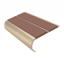 Aluminium Stair Nosing 90mm Bullnose Twin Insert, 3.22m, mid brown insert, Satin Bronze finish
