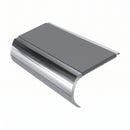 Aluminium Stair Nosing 2.44m Bullnose 57mm Single, mid grey insert, Mirrorflect Silver finish