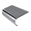 Aluminium Stair Nosing 2.44m Bullnose Double Insert 53mm, mid grey insert, Mirrorflect Silver finish