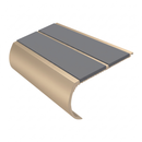 Bullnose Stair Nosing 2.75m Aluminium 53mm Double Insert, mid grey insert, Satin Bronze finish