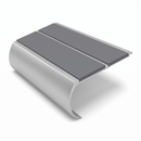 Aluminium Stair Nosing 2.44m Bullnose Double Insert 53mm, mid grey insert, Satin Silver finish