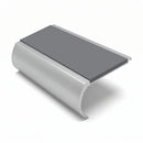 Aluminium Stair Nosing 2.75m Bullnose Single Insert 57mm, mid grey insert, Satin Silver finish