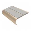 Aluminium Stair Nosing 90mm Bullnose Twin Insert, 3.22m, oyster insert, Satin Bronze finish