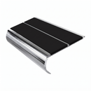 Aluminium Stair Nosing 90mm Bullnose Twin Insert, 2.44m, premium black insert, Mirrorflect Silver finish
