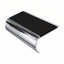 Aluminium Stair Nosing 2.44m Bullnose 57mm Single, premium black insert, Mirrorflect Silver finish