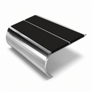 Aluminium Stair Nosing 2.44m Bullnose Double Insert 53mm, premium black insert, Mirrorflect Silver finish