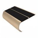 Aluminium Stair Nosing 2.44m Bullnose Double Insert 53mm, premium black insert, Satin Bronze finish