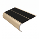 Aluminium Stair Nosing 90mm Bullnose Twin Insert, 2.44m, premium black insert, Satin Bronze finish