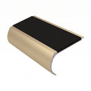 Aluminium Stair Nosing 2.75m Bullnose Single Insert 57mm, premium black insert, Satin Bronze finish