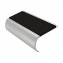 Aluminium Stair Nosing 2.44m Bullnose 57mm Single, premium black insert, Satin Silver finish