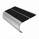 Aluminium Stair Nosing 2.44m Bullnose Double Insert 53mm, premium black insert, Satin Silver finish