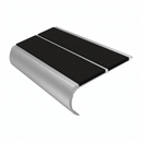 Aluminium Stair Nosing 90mm Bullnose Twin Insert, 3.22m, premium black insert, Satin Silver finish