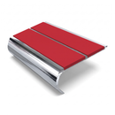 Aluminium Stair Nosing 90mm Bullnose Twin Insert, 2.44m, red insert, Mirrorflect Silver finish