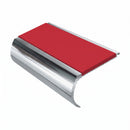 Aluminium Stair Nosing 2.44m Bullnose 57mm Single, red insert, Mirrorflect Silver finish