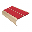 Aluminium Stair Nosing 90mm Bullnose Twin Insert, 3.22m, red insert, Satin Bronze finish