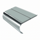 Aluminium Stair Nosing 2.44m Bullnose Double Insert 53mm, sage green insert, Mirrorflect Silver finish