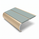 Aluminium Stair Nosing 90mm Bullnose Twin Insert, 2.44m, sage green insert, Satin Bronze finish