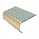 Aluminium Stair Nosing 2.44m Bullnose Double Insert 53mm, sage green insert, Satin Bronze finish
