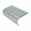 Aluminium Stair Nosing 2.44m Bullnose 57mm Single, sage green insert, Satin Silver finish