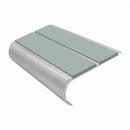 Aluminium Stair Nosing 90mm Bullnose Twin Insert, 3.22m, sage green insert, Satin Silver finish