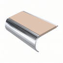 Aluminium Stair Nosing 2.75m Bullnose Single Insert 57mm, sahara insert, Mirrorflect Silver finish