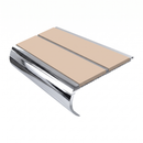 Aluminium Stair Nosing 90mm Bullnose Twin Insert, 3.22m, sahara insert, Mirrorflect Silver finish