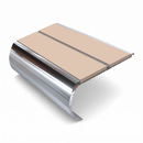 Aluminium Stair Nosing 2.44m Bullnose Double Insert 53mm, sahara insert, Mirrorflect Silver finish