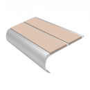 Aluminium Stair Nosing 90mm Bullnose Twin Insert, 3.22m, sahara insert, Satin Silver finish
