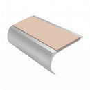 Aluminium Stair Nosing 2.44m Bullnose 57mm Single, sahara insert, Satin Silver finish