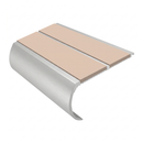 Aluminium Stair Nosing 2.44m Bullnose Double Insert 53mm, sahara insert, Satin Silver finish