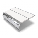 Aluminium Stair Nosing 90mm Bullnose Twin Insert, 3.22m, white insert, Mirrorflect Silver finish