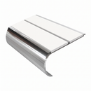 Aluminium Stair Nosing 2.44m Bullnose Double Insert 53mm, white insert, Mirrorflect Silver finish