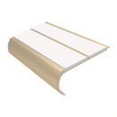 Aluminium Stair Nosing 90mm Bullnose Twin Insert, 3.22m, white insert, Satin Bronze finish