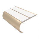 Aluminium Stair Nosing 3.22m Bullnose 53mm Double Insert, white insert, Satin Bronze finish