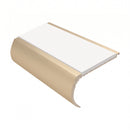 Aluminium Stair Nosing 2.44m Bullnose 57mm Single, white insert, Satin Bronze finish
