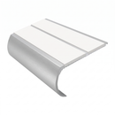 Aluminium Stair Nosing 2.44m Bullnose Double Insert 53mm, white insert, Satin Silver finish